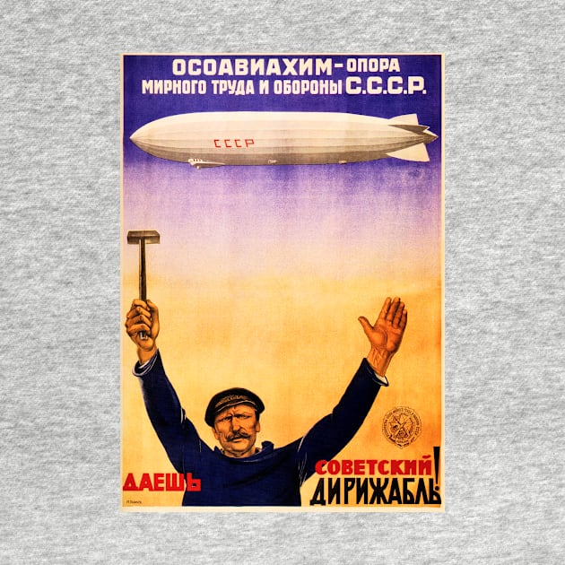 SOVIET CCCP AIRSHIP BLIMP Vintage Air Transport Propaganda by vintageposters